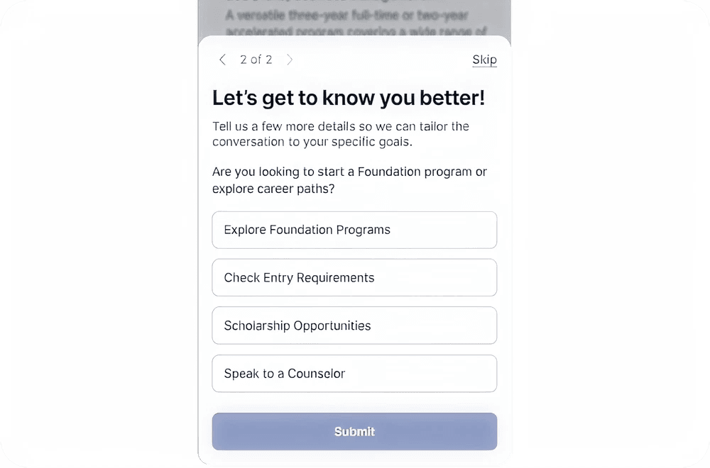 EduSight keeping an admitted student engaged with onboarding reminders before day one