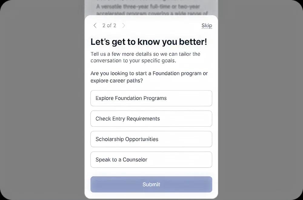 EduSight keeping an admitted student engaged with onboarding reminders before day one