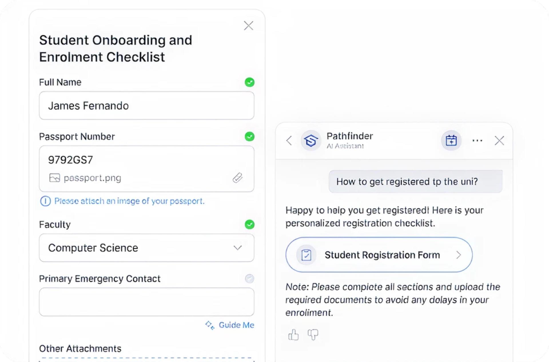 EduSight booking a school tour and guiding a family through the application process